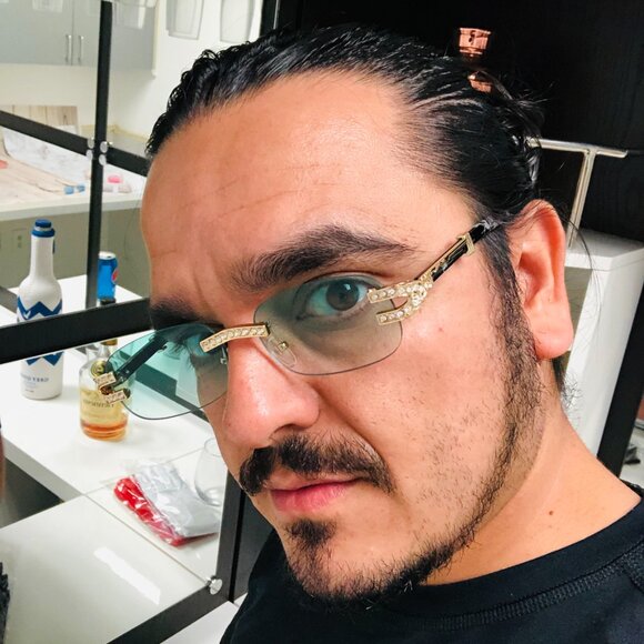 Men Women Sunglasses Square Green Lens Fashion Gold Frame Rapper Icedout Lentes - Picture 3 of 3